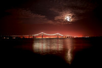 Moonrise over Newport Bridge